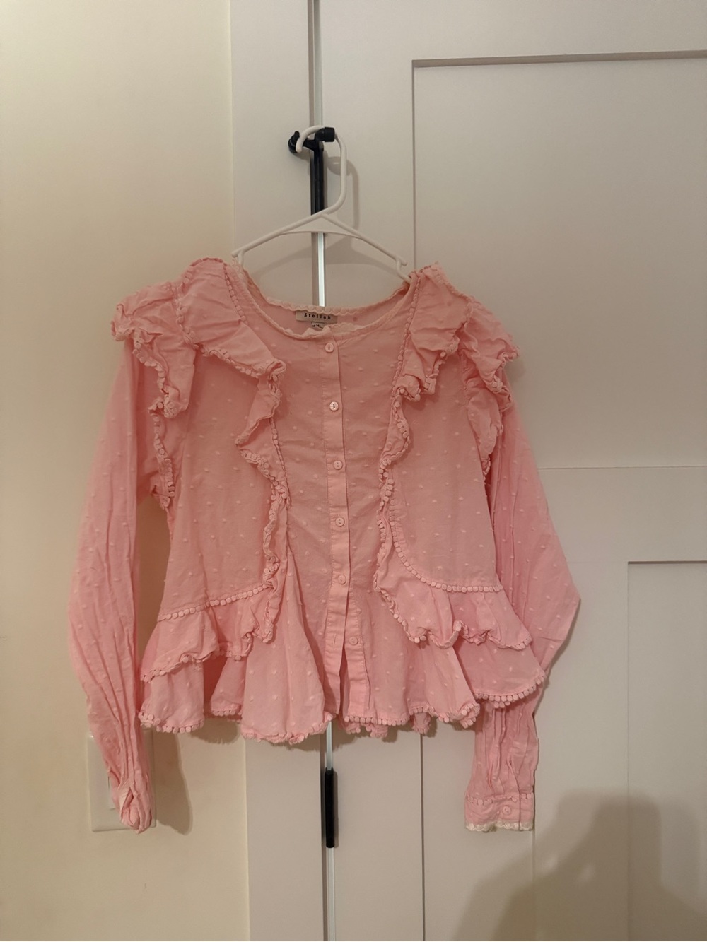 Pink Ruffled Button-Front Top
